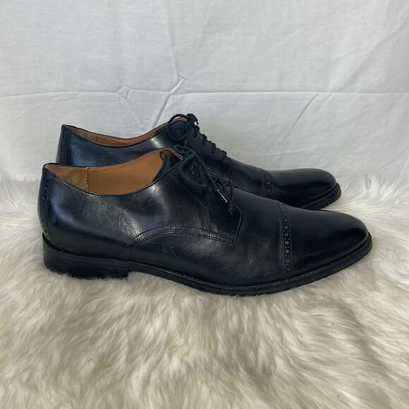 Lace Up Cole Haan Black Leather Cap Toe Oxfords Sz 13 - Picture 4 of 6